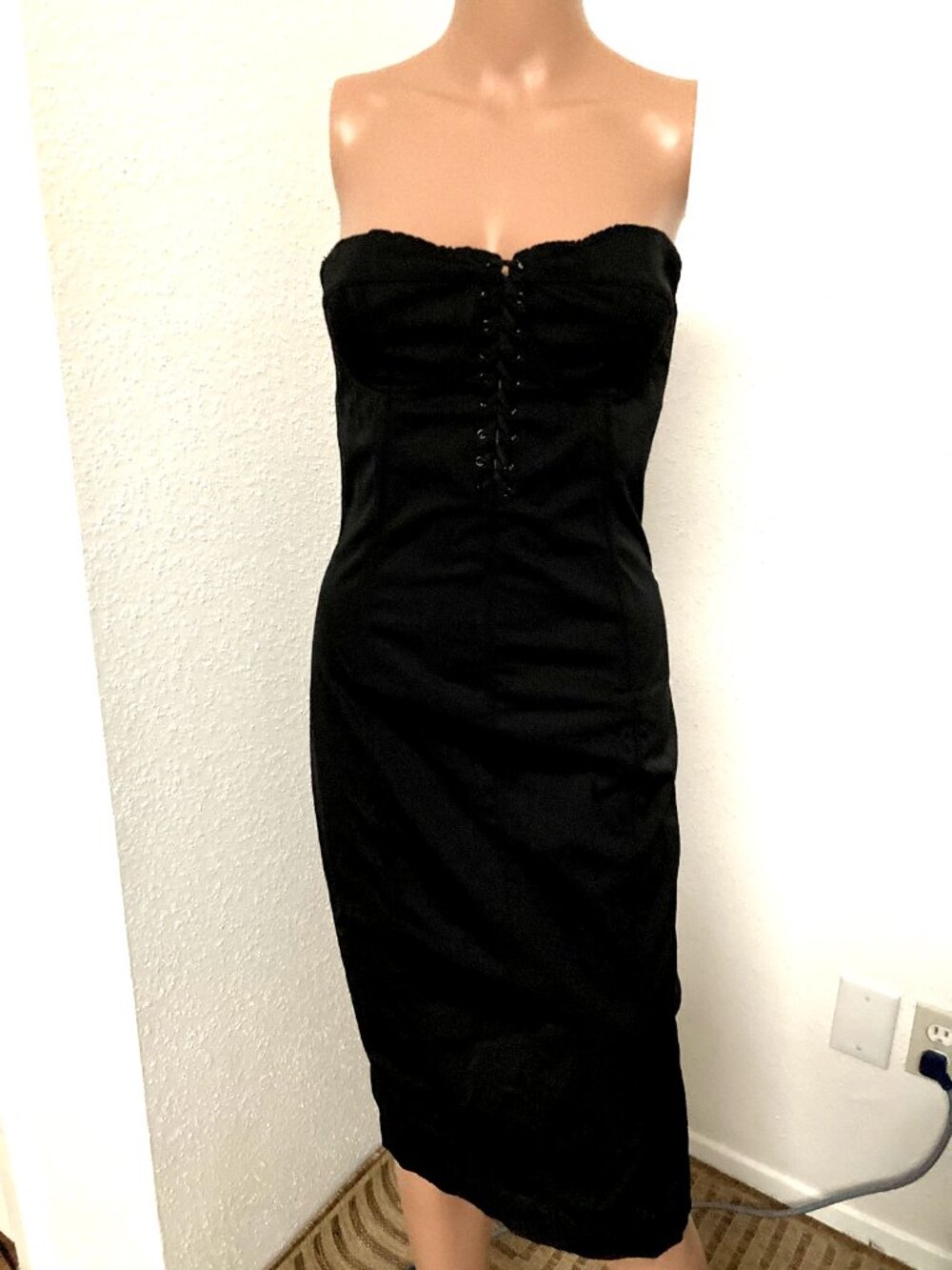 MNG Mango Black Strapless Knee Length Dress XS
